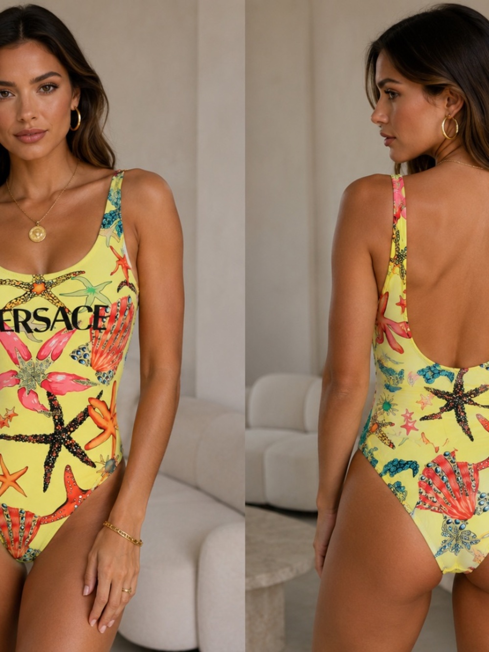 VERSACE 1992 TRESOR DE LA MER PRINT SWIMSUIT SIZE SMALL